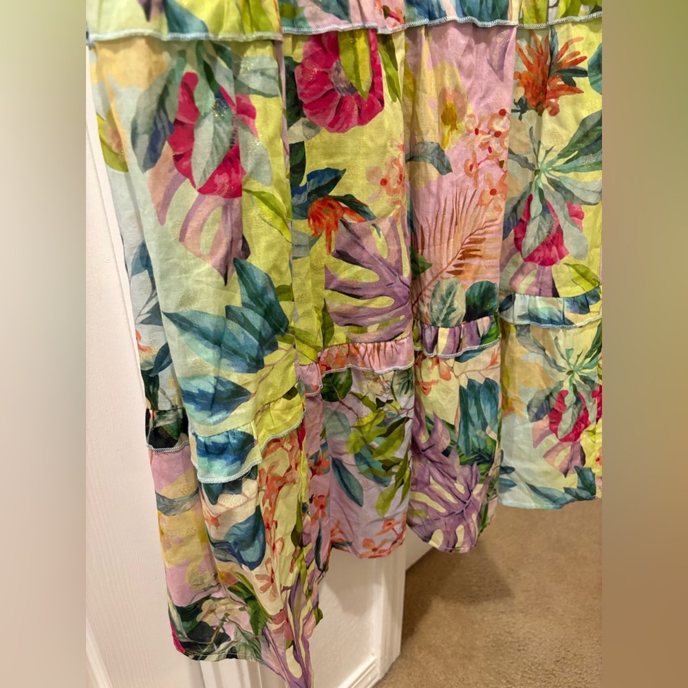 Tribal femme Tiered Floral Dress In Sea Salt. Brand new, women’s size P/S - Picture 8 of 11